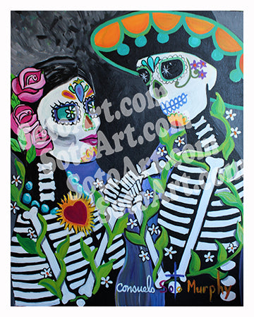 Dia de los Muertos - Couple with Roses