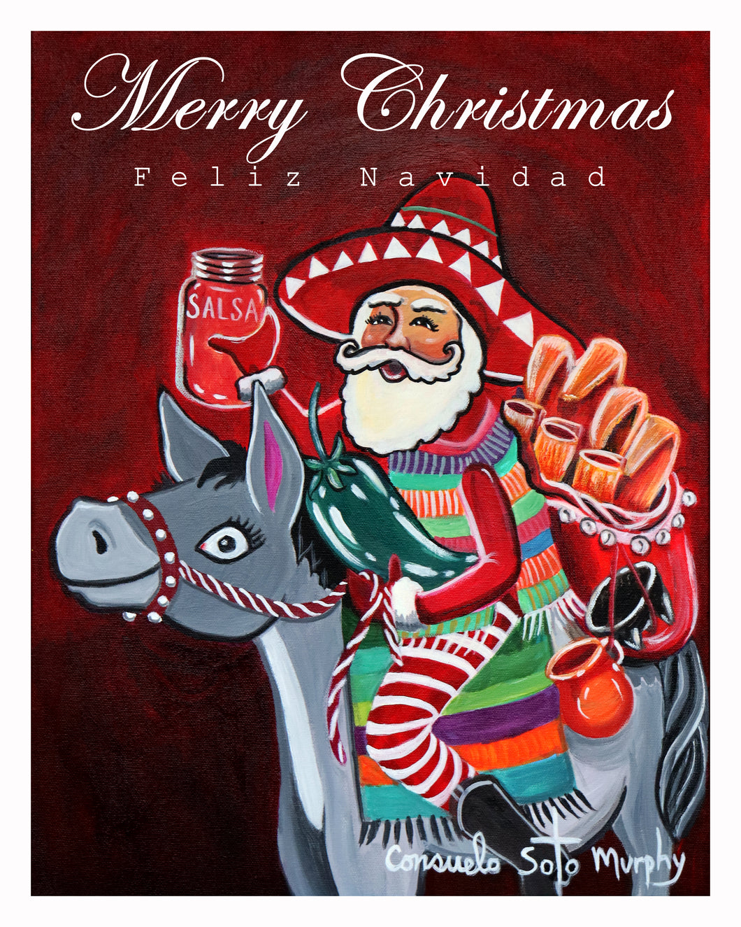 Santa with Tamales 2 - Merry Christmas Feliz Navidad
