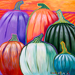 Six Colorful Pumpkins